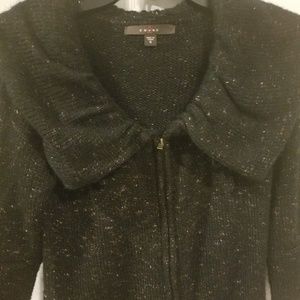 Cute Black 3/4 length Zip-Up Sweater